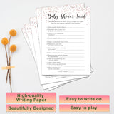 Baby Shower Feud Baby Shower Games, Pink Rose Gold Themed - 30 Game Card And 1 Answer Card Set, Baby Gender Reveal Party Game, Baby Shower Party Decorations -020-007