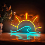 Sunset Sunrise Neon Sign Sun On The Sea LED Wave Wall Light Beach Ocean Room Decor