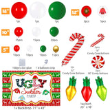 Ugly Sweater Party Supplies, 142Pcs Ugly Christmas Sweater Party Decorations Balloon Arch Kit, Green Red Gold White Balloons With Large Ugly Sweater Party Backdrop For Christmas Party Decorations