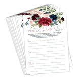 2 Truths And 1 Lie Navy Burgundy 50 Pack Floral Bridal Wedding Shower Or Bachelorette Party Game - Fun And Interactive Icebreaker Activity For Guests