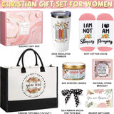 Christian Gifts For Women Faith Inspirational Religious Gift Basket, Catholic Spiritual Gift Unique Christmas Birthday Gifts For Women Mom Sister Best Friends Grandma Wife Coworker W/Canvas Tote Bag