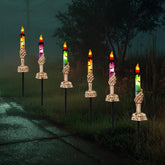 Halloween Decorations, 10 Pack Skull Candle Lights with Stakes, Battery Operated Waterproof Pathway Decor with Timer for Indoor Outdoor Front Pathway Lawn Yard Garden