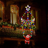 Led Christmas Parachute Lights With Santa Claus, 3.66Ft, 8 Modes Hanging Lights For Indoor Outdoor Porch Roof Eave Balco