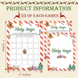 Christmas Baby Shower Games For Boy Girl - Christmas Holiday Gender Reveal Games - Winter Baby Shower Game - 25 Cards (Xmas001)