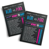 Gender Reveal Games - Guess Who Mommy Or Daddy Game Cards - 25 Pack - Fun Baby Shower Activities For Guests - Neutral Pink And Blue Theme