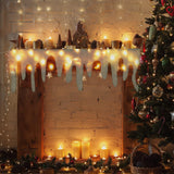 2 Set Christmas Icicle Fringe Decoration With Led Fairy Lights White Christmas Icicle Trim 47 X 14 Inch Fabric Icicle De