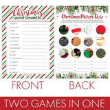 Christmas Party Games, Festive Holiday Word Scramble And Christmas Picture Quiz (2 Game Bundle) - 25 Dual Sided Cards