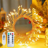 10FT 120 LED USB Fairy Lights Warm White Cluster String Lights with Remote 8 Modes Silver Wire Firecracker Lights for Bedroom Wedding Christmas Decor