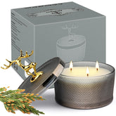 Sandalwood Scented Candle Gift For Women - 10.58 Oz 3 Wicks Natural Soy Wax Large Candle, 50-Hour Burn Time Aromatherapy Candle For Home & Relaxation