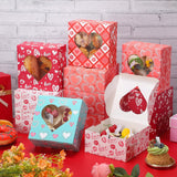 30 Pack Valentine’S Day Bakery Cookie Boxes, 6" X 6" X 3" Valentines Treat Boxes With Heart Window, Candy Box For Holiday Pastries, Brownies, Chocolates, Cupcakes, Truffles Gift Giving