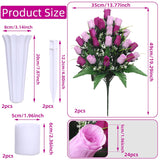 Artificial Cemetery Flowers,Outdoor Grave Decorations Roses,Arrangements Bouquet With Cemetery Vase, Silk Flowers For Long-Lasting Remembrance (Purple)
