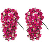 Artificial Flowers For Outdoors 2Pcs Faux Silk Pansy Vines Lush Uv Resistant Fake Hanging Flower Plants For Outside Porch Yard Patio Window Box (Mix Rose)