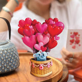 Pop Up Cards, Mini Heart Balloons, 6 Inch Mini Sized 3D Popup Greeting Cards, Valentine'S Day, Anniversary Card, Blank Notecard & Envelope