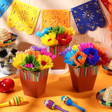 30 Pcs Mexican Table Decorations Fiesta Centerpieces With Paper Platos De Barro Flower Vase For Halloween Day Of The Dead Mexicanos Cielito Lindo Cinco De Mayo Party Tables Decorations