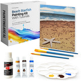 Diy Art Painting Kit For Adults – Learn To Paint Beach Starfish With Video Tutorials, 9 Pieces Canvas Acrylic Paint Set For Adults, Perfect Holiday Gifts Art & Craft For Adults, Beginner