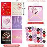 Valentines Cards With Envelopes 24 Pack Foil Embellishment Heart Embossed Cards Blank Inside