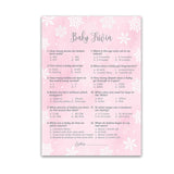 Snowflakes Girl Baby Shower Games – Baby Trivia Game Cards (25 Pack) – Winter Wonderland Pink Activity – It'S Cold Outside, Holiday Fun Facts Gender Reveal, Couples Party G780-Trv