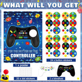 Pin The Button On The Video Game Birthday Games Set Video Game Poster With 24 Button Stickers 2 Games Controller Blindfolds For Birthday Party Wall Home Room Decorations Activities Supplies