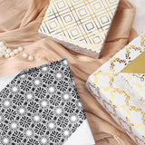 Reversible Foil Wrapping Paper - Navy Blue Geometric & Silver Design, 17 Inch X 33 Feet Art Deco Metallic Gift Wrap For Birthday, Graduation, Father'S Day, Weddings & More