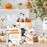 Halloween Baby Shower Games, Spooky Diaper Raffle Tickets For Pumpkin Gender Reveal Party Supplies Decorations, 1 Standing Sign + 50 Ticket - A04