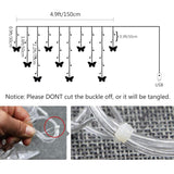 Butterfly Curtain Lights, 4.9Ft 48 Led Usb Window Fairy Lights 10 Butterflies 8 Modes Firefly Twinkle String Lights For