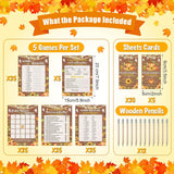 142 Pcs Thanksgiving Baby Shower Games Set - 130 Fall Baby Shower Game Activity Cards With 12 Pencils For Thanksgiving Pumpkin Autumn Party Favors - Rustic Gender Reveal Party Neutral