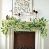 Yellow Artificial Flower Garland 6Ft Fake Poppy Floral Garland Hanging Vines Spring Summer Flowers Decorations For Mantle Table Centerpieces Room Wall Fireplace Wedding Decor (Yellow)