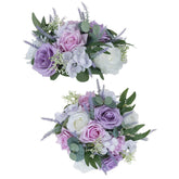 Purple Flowers Artificial For Decoration: 2 Pieces 9.5 Inch Fake Flower Ball Centerpieces For Home Tables - Wedding Lilac White Rose Lavender Fake Silk Kissing Floral Arrangements