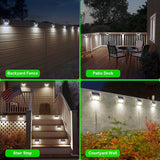 6 Pack Solar Deck Lights Waterproof 3 LED Cool White Fence Post Stair Wall Lights