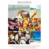 Mason Jar Candle, Beach Bum, 8 Oz. - Scents Of Tropical Coconut, Warm Kola Nut And Fresh Island Fruits - 100% Soy Wax, No Lead, Kraft Label & Antiqued Pewter Lid, Hand Made