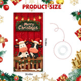 Christmas Door Cover, 35.4 X 70.8 Inch Merry Christmas Door Cover Hanging Banner Backdrop Xmas Winter Holiday Decor For Front Door, Two Cows