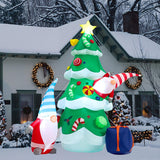 Christmas Inflatable Tree, 7 Ft Giant Lighted Christmas Blow Up Santa Claus With Gift Box For Indoor Outdoor Yard Garden
