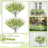 10 Pcs Artificial Flowers Artificial Greenery Lavender Fake Flowers Uv Resistant Shrubs Artificial Plants For Indoor Outside Garden Home Wedding Farmhouse (White)