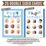 Blue Baby Shower Games For Boys-2 Games Double Sided, 25 Love Or Labor Baby Shower Game, 25 Boobs Or Baby Butts Game, Boy Baby Shower Games Funny, Baby Shower Party Supplies