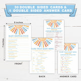 Baby Shower Feud & Name That Baby Song Theme Baby Shower Game Activities-Game Cards For Boys & Girls-30 Retro Sunshine Game Cards & 1 Answer Card-Baby Shower Party Supplies & Decorations-A05