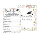 Graduation Games Cards 25Pcs, Wildflowers Grad Party Game Cards, Grad Celebration, Graduation Party Games Ideas Activities Supplies, High School College Graduation Party Decorations -A07