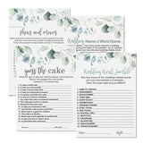 Greenery Bridal Shower Games - 25 Each Of Guess The Cake, Word Scramble, Famous Pairs & Wedding Name Game - Fun Activities For Engagement Parties & Rehearsal Dinners - Double-Sided Cards Bundle