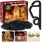 150Pcs Christmas Light Clips Outdoor Plastic Gutter Hooks Christmas Lights Hooks For Hanging Outdoor Lights Weatherproof Outdoor Holiday Light Clips For Christmas Decoration (Black)