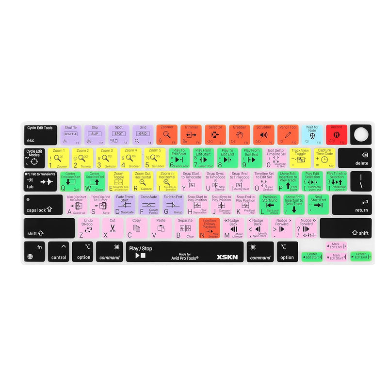 XSKN AVID Pro Tools Shortcuts US Layout Silicone Keyboard Cover Skin 2022 MacB