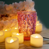 24 Pack Led Tea Lights Battery Operated Flameless Candles Fake Flickering Electric Tealight Candle Set For Home Décor Party Wedding Easter Decorations Batteries Included, Wave Open, Cream White