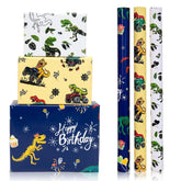 Dinosaur Wrapping Paper Rolls With Cutlines On Reverse - 3 Rolls Birthday Gift Wrap For Kids Boys Girls Dinosaur Party Birthday Gift Wrapping Holiday(17 Inches X 120 Inches)