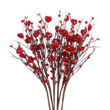 Valentine’S Day Gifts,6 Pcs Artificial Red Berry Flower Stems Heart Shaped Berry Picks For Valentine’S Day,Wedding