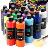 14 Colors Acrylic Paint Set (500 Ml/16.9 Oz Large Bottles), Non-Toxic For Kids & Adults, Acrylic Paint Bulk On Wood, Glass, Ceramic, Art Painting Supplies With Palette Knifee & Art Sponge