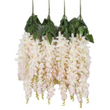 Silk Wisteria Flower Artificial 2.13 Feet Hanging Wisteria Vine Fake Flower Bush String Home Party Wedding Decoration,Pack Of 4 (Light Pink)
