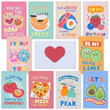 Valentines Day Cards For Kids School, 30-Pack Food-Themed Funny Valentine'S Exchange Cards For Classroom With Gold Foil And Emboss Details, 4 X 6 Inches, Illustrated Inside, Envelopes Included
