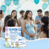 Under The Sea Diaper Raffle Tickets With Sign - Ocean Animals Baby Shower Game Card Set-1 Sign And 50 Tickets For Baby Shower Party Supplies - F02