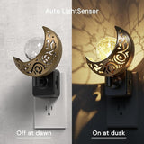 2 Pack LED Moon Sphere Night Lights Plug-In Dimmable Dusk to Dawn Sensor