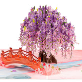 Frndly By 3D Wisteria Tree Pop Up Valentines Day Card, Gift For Valentines Day, Mothers Day, Birthday, Wedding, Anniversary, All Occasion - Handcrafted, 100% Recycled And Eco-Friendly, 8" X 6" Cover - Includes Envelope And Note Tag