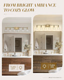 6-Light Brushed Gold Bathroom Vanity Light with Clear Floral Glass Shades 41 Inch