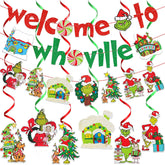 Red And Green Welcome To Whoville Banner And Christmas Hanging Decorations For Kids Boy And Girl Merry Christmas Decorations For Toy And Game